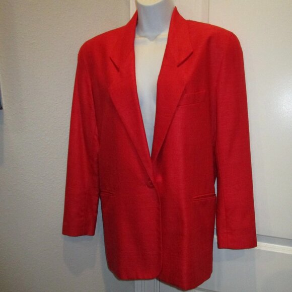HENRI BENDEL NEW YORK SILK VINTAGE RED JACKET/BLAZER - Picture 1 of 4